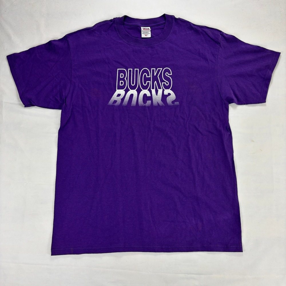 Milwaukee Bucks Anvil Bucks Rock Graphic T-Shirt Purple XL‎ Y2K NBA